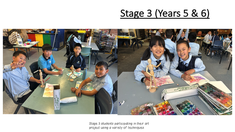 Students participating in art lessons